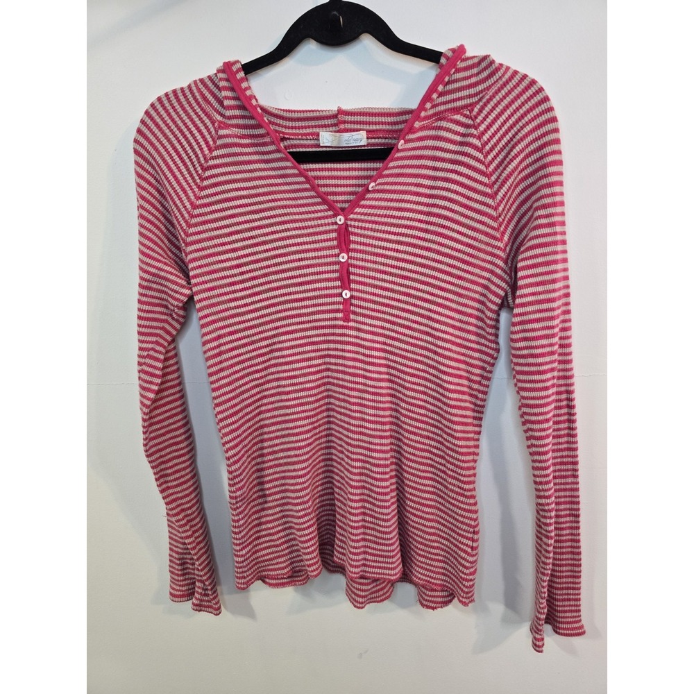 Y2K Old Navy Hoodie Size L Henley Ribbed Knit Layering Casual Soft Girl